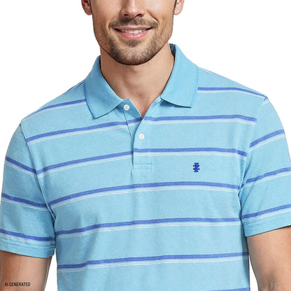 Izod ADVANTAGE PERFORMANCE STRIPED POLO - PEACOCK BLUE