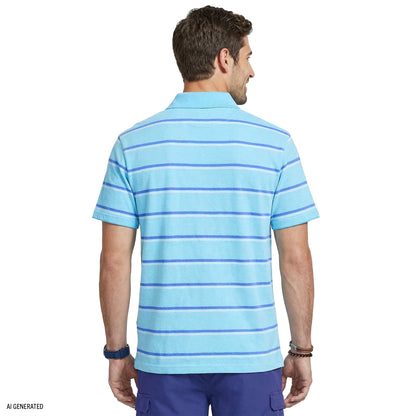 Izod ADVANTAGE PERFORMANCE STRIPED POLO - PEACOCK BLUE