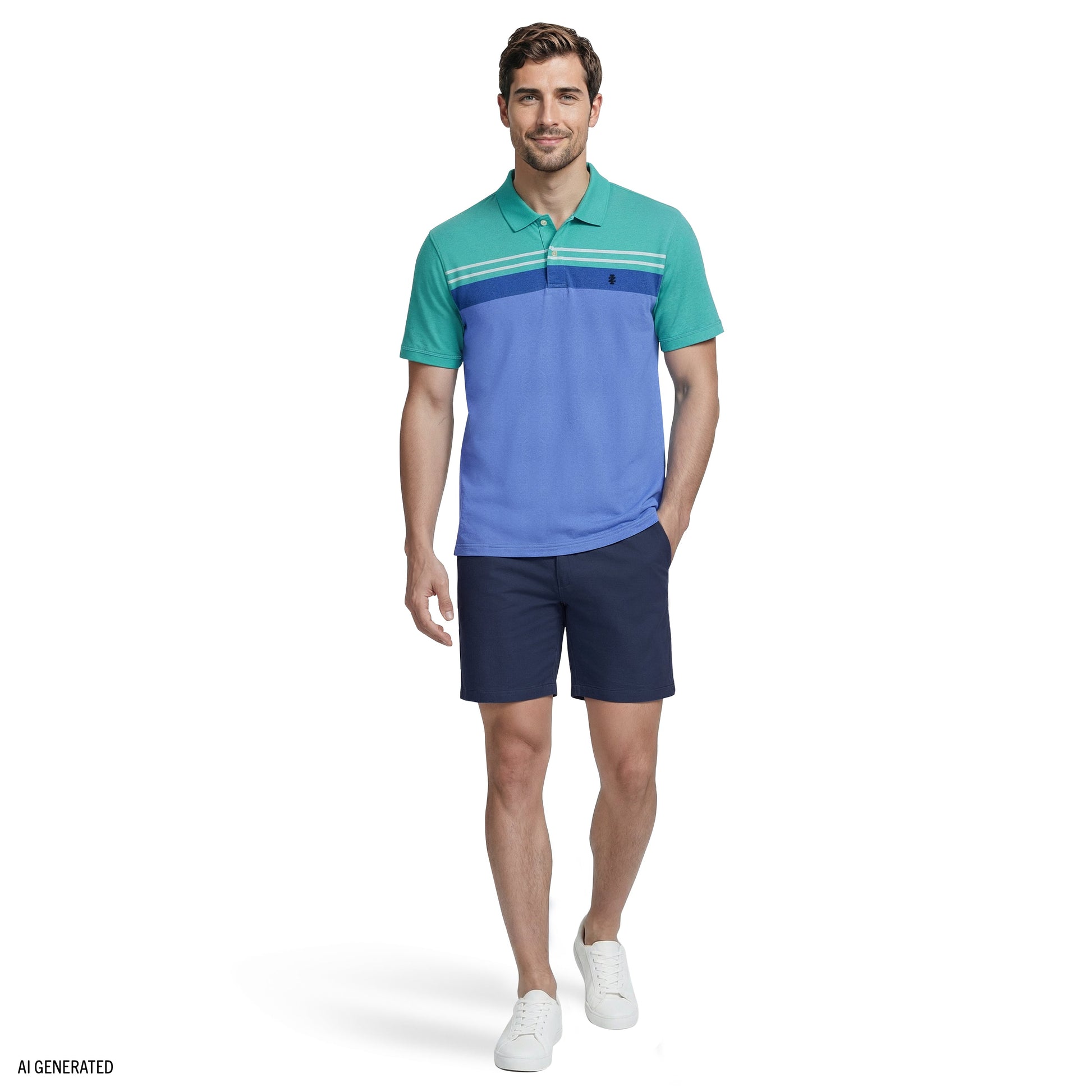 Izod ADVANTAGE PERFORMANCE STRIPED POLO - BILLIARD