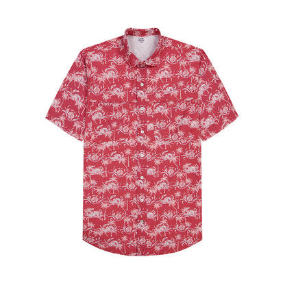 Izod SUNSHIELD PERFORMANCE S/S PRINTED BUTTON-DOWN SHIRT - HOLLY BERRY
