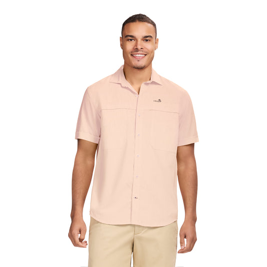 Izod SUNSHIELD PERFORMANCE S/S BUTTON-DOWN SHIRT - CANTALOUPE