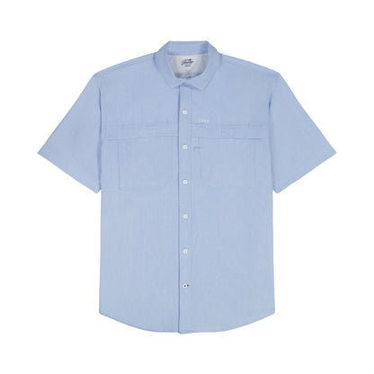 Izod SUNSHIELD PERFORMANCE S/S BUTTON-DOWN SHIRT - CHAMBRAY BLUE