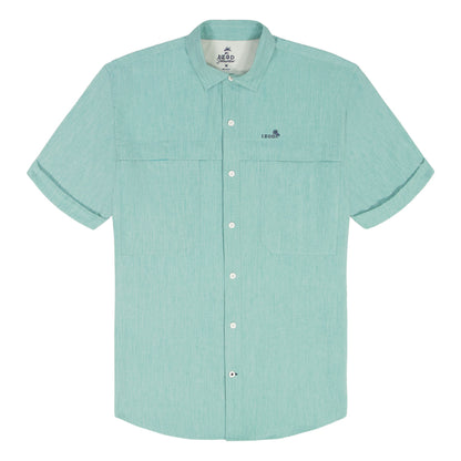 Izod SUNSHIELD PERFORMANCE S/S BUTTON-DOWN SHIRT - AGATE GREEN