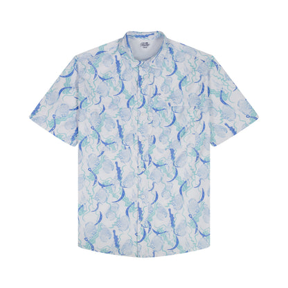 Izod SUNSHIELD PERFORMANCE S/S PRINTED BUTTON-DOWN SHIRT - BRIGHT WHITE