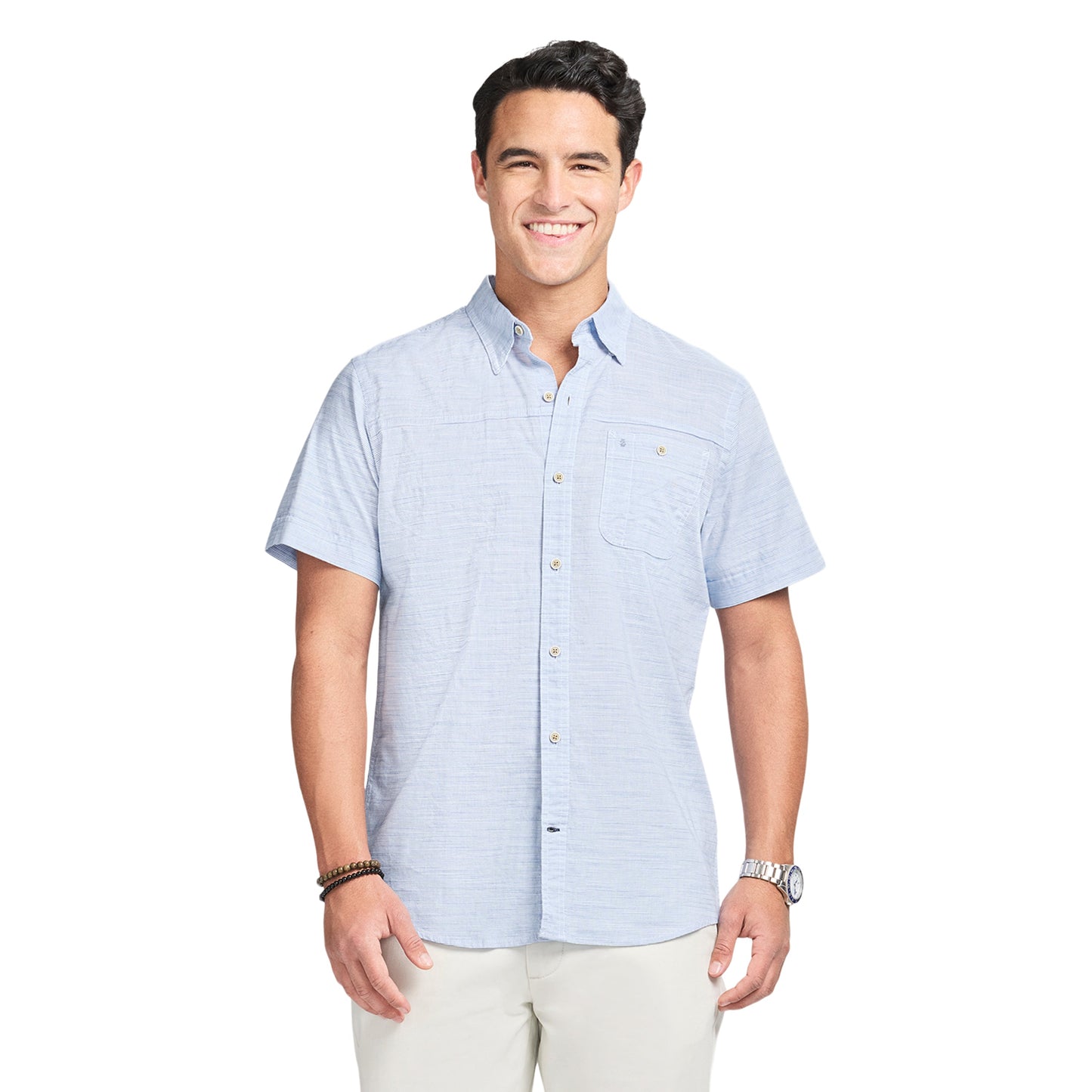 Izod DOCKSIDE CHAMBRAY S/S SHIRT - BLUE REVIVAL