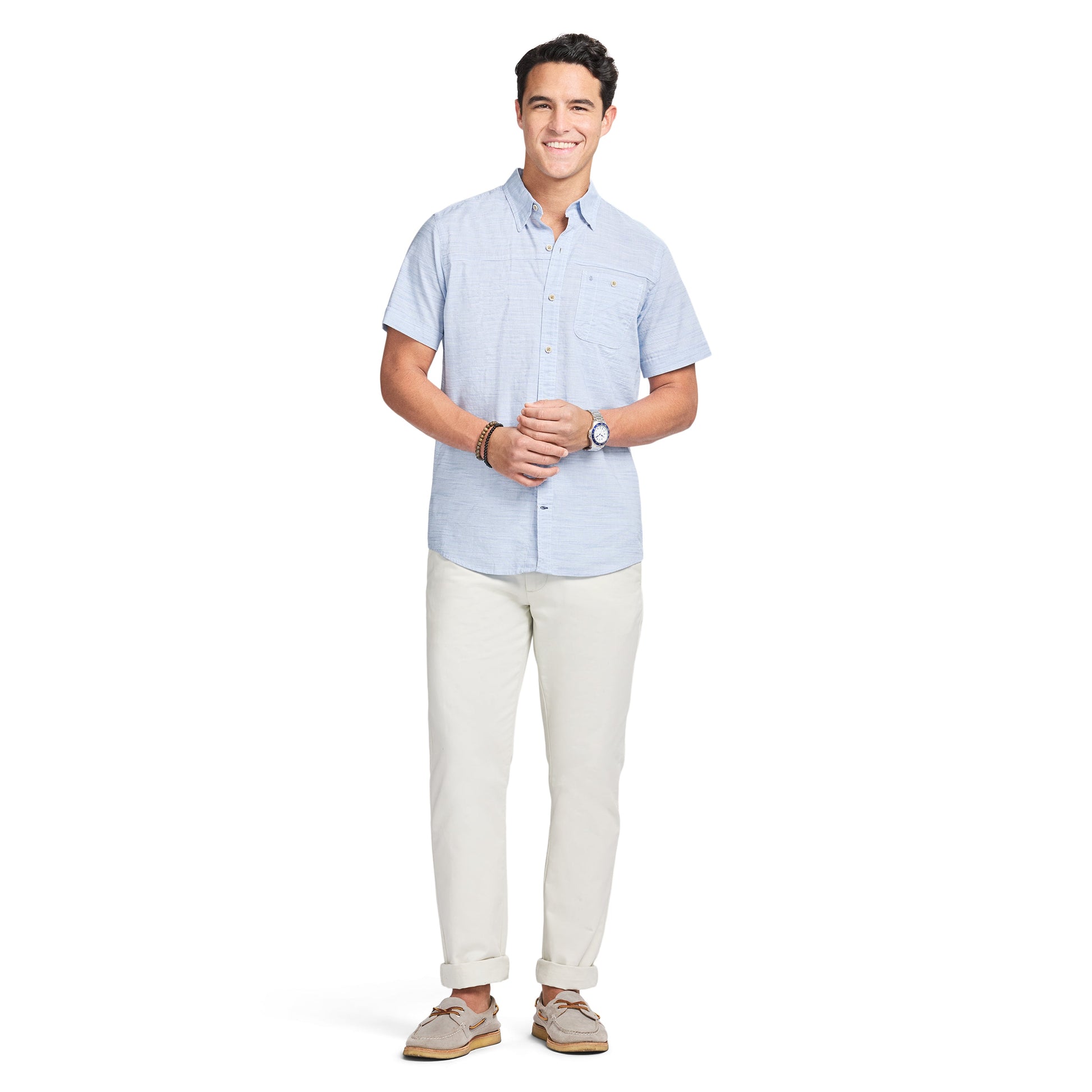 Izod DOCKSIDE CHAMBRAY S/S SHIRT - BLUE REVIVAL
