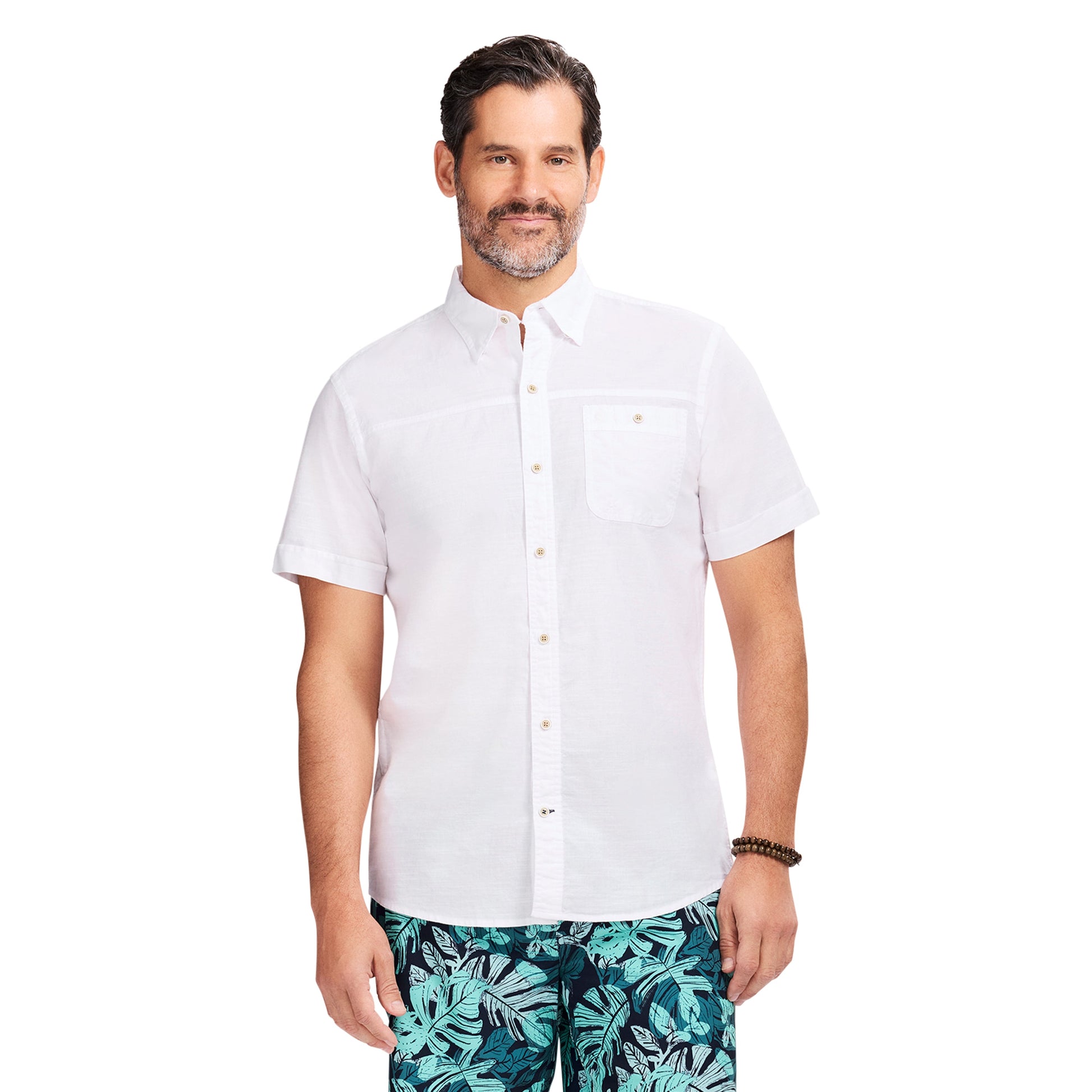 Izod DOCKSIDE CHAMBRAY S/S SHIRT - BRIGHT WHITE