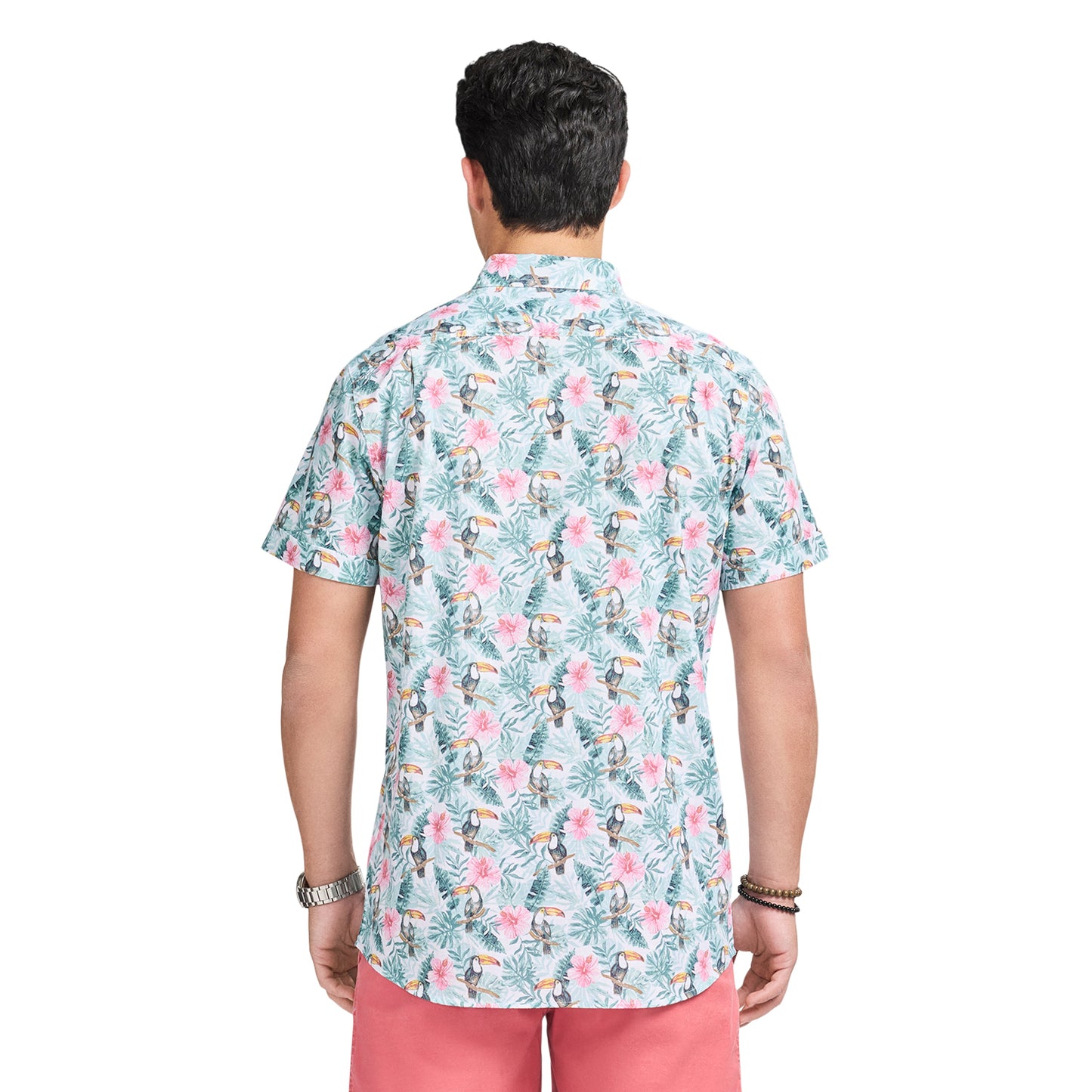 Izod DOCKSIDE CHAMBRAY S/S PRINTED SHIRT - TEAL