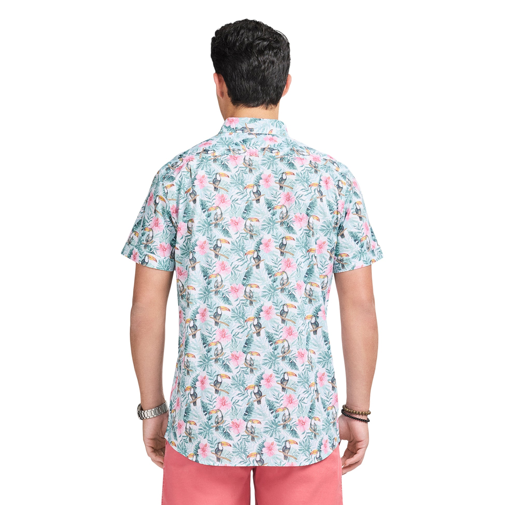 Izod DOCKSIDE CHAMBRAY S/S PRINTED SHIRT - TEAL