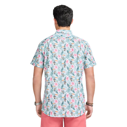Izod DOCKSIDE CHAMBRAY S/S PRINTED SHIRT - TEAL
