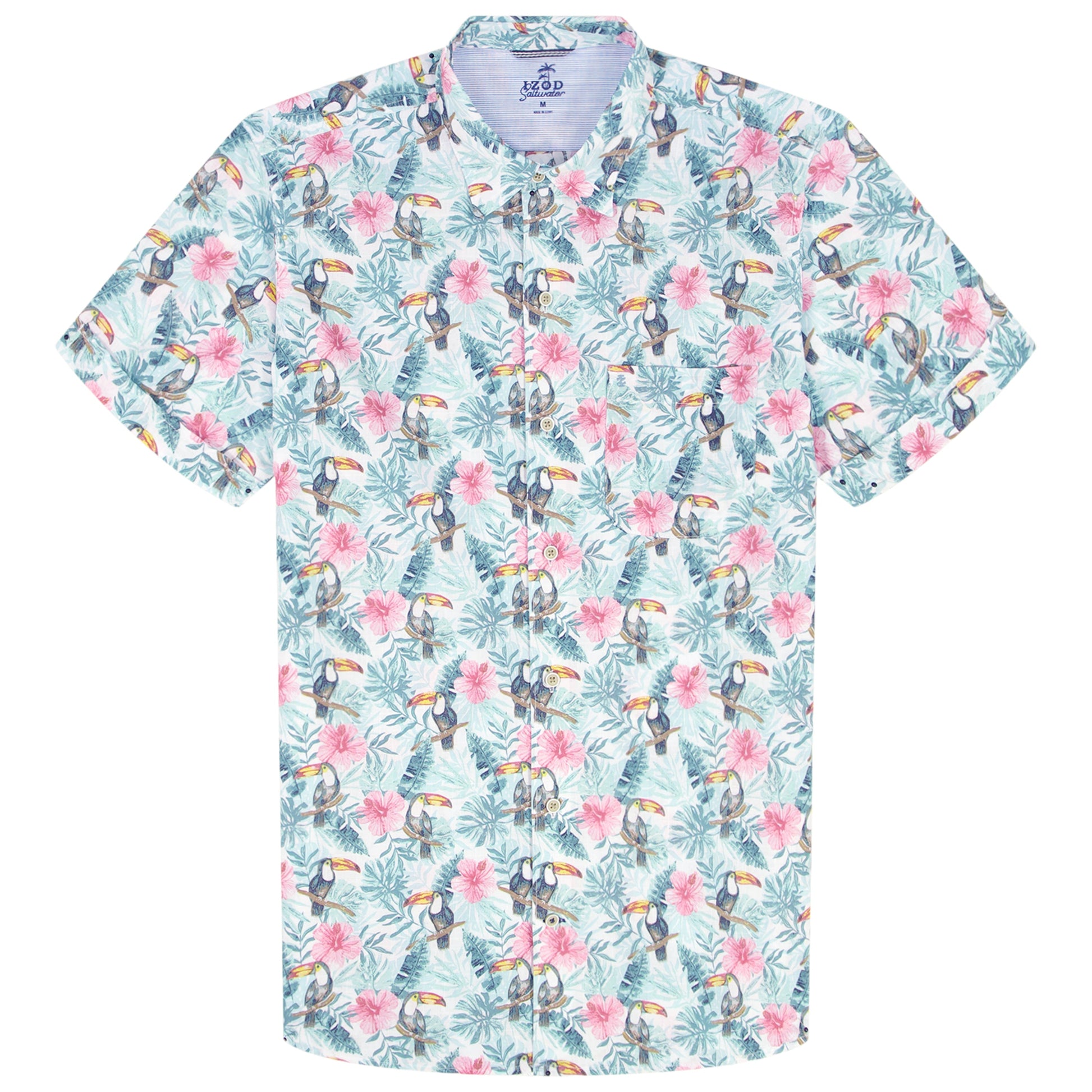 Izod DOCKSIDE CHAMBRAY S/S PRINTED SHIRT - TEAL