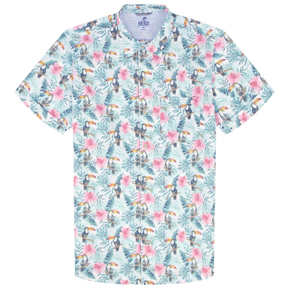 Izod DOCKSIDE CHAMBRAY S/S PRINTED SHIRT - TEAL