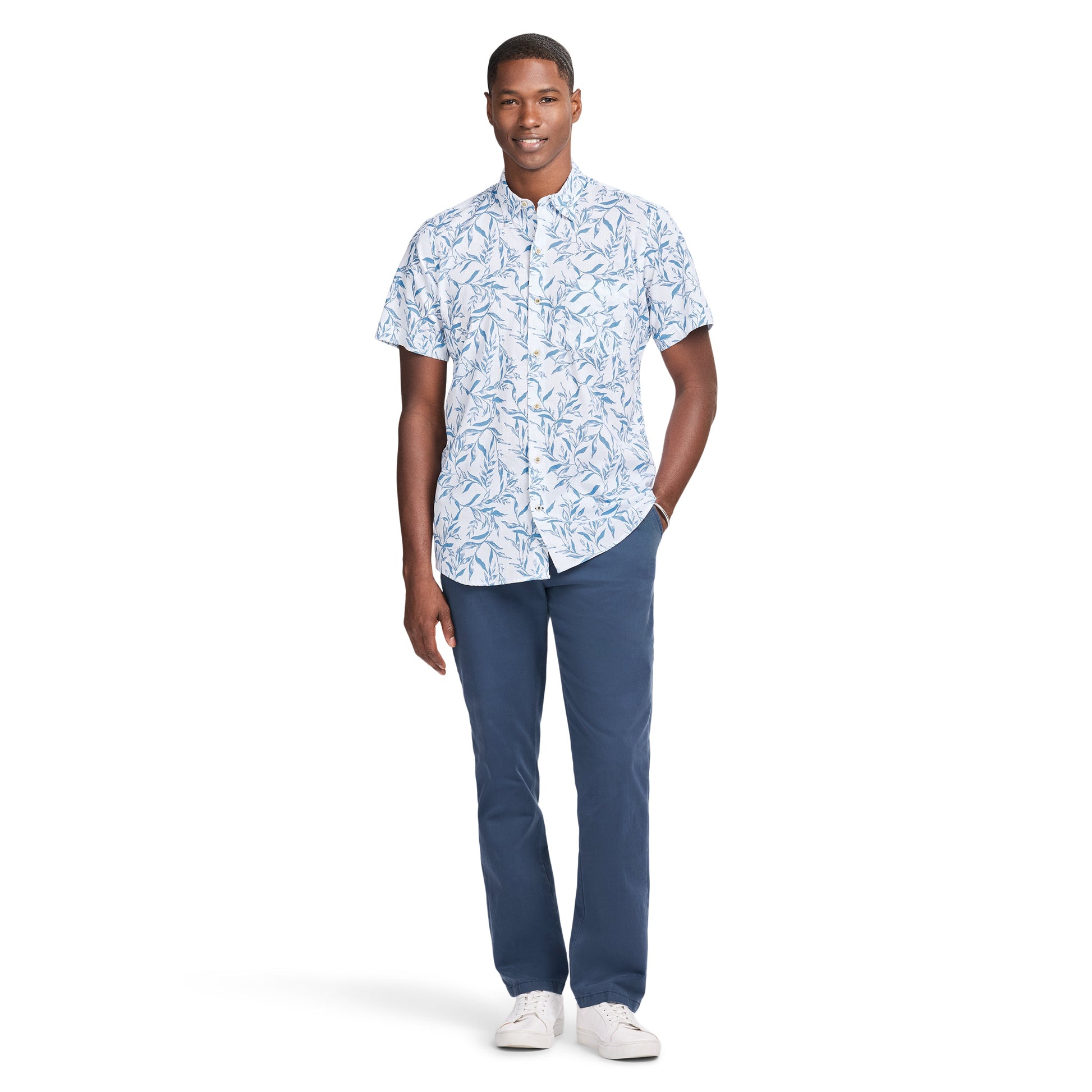 Izod DOCKSIDE CHAMBRAY S/S PRINTED SHIRT - REGATTA