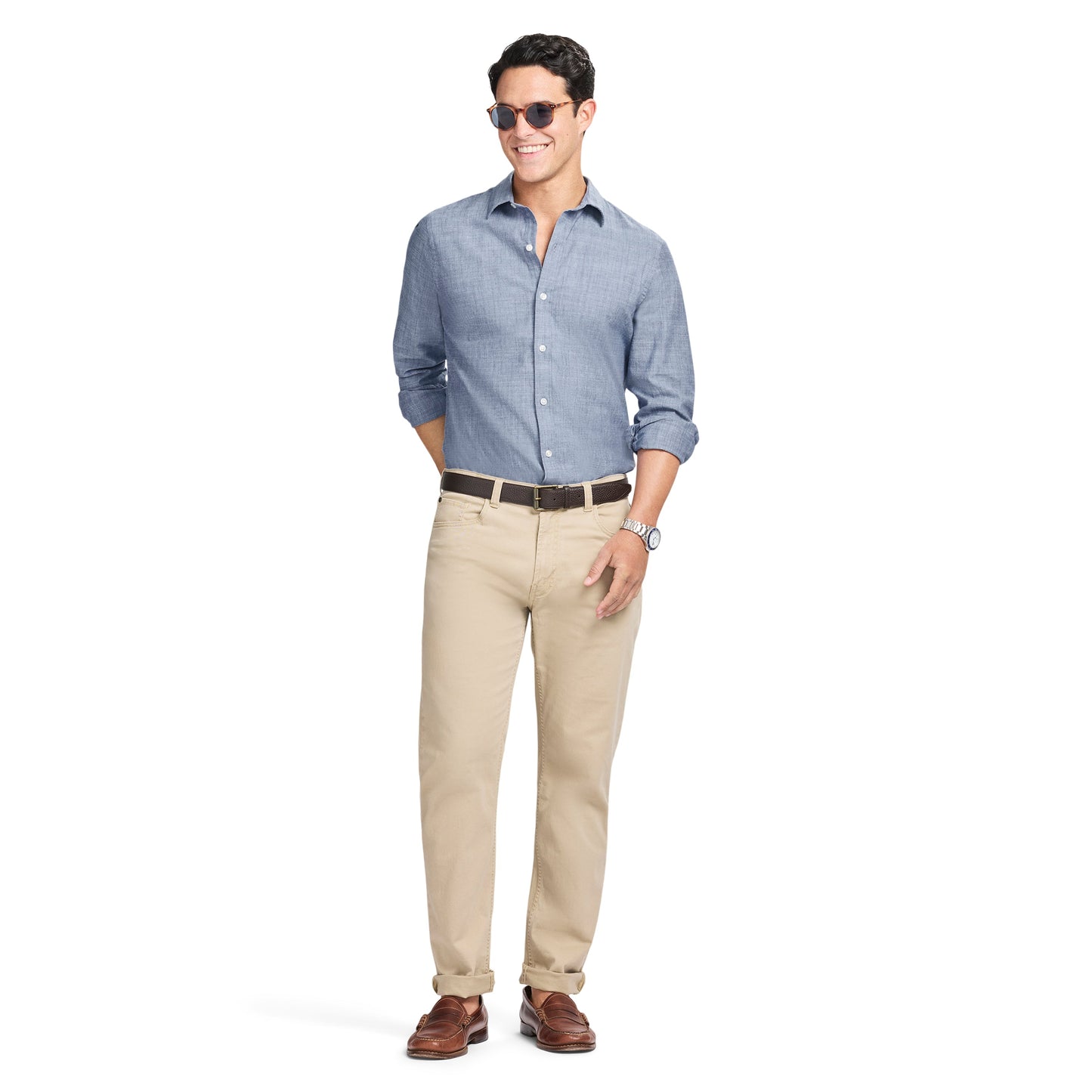 Izod LUXURY SPORT L/S SHIRT - TWILIGHT BLUE