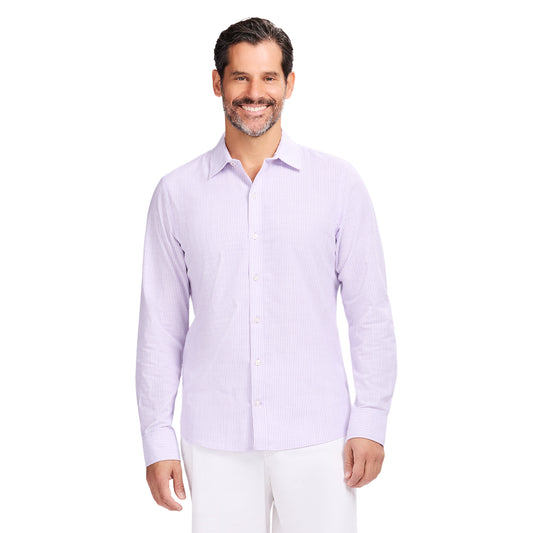 Izod LUXURY SPORT L/S STRIPED SHIRT - PASTEL LILAC