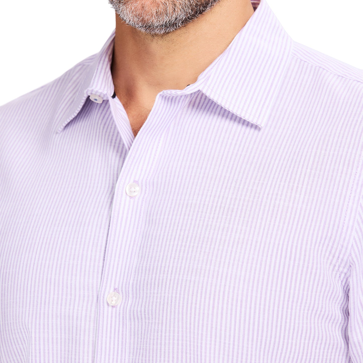 Izod LUXURY SPORT L/S STRIPED SHIRT - PASTEL LILAC