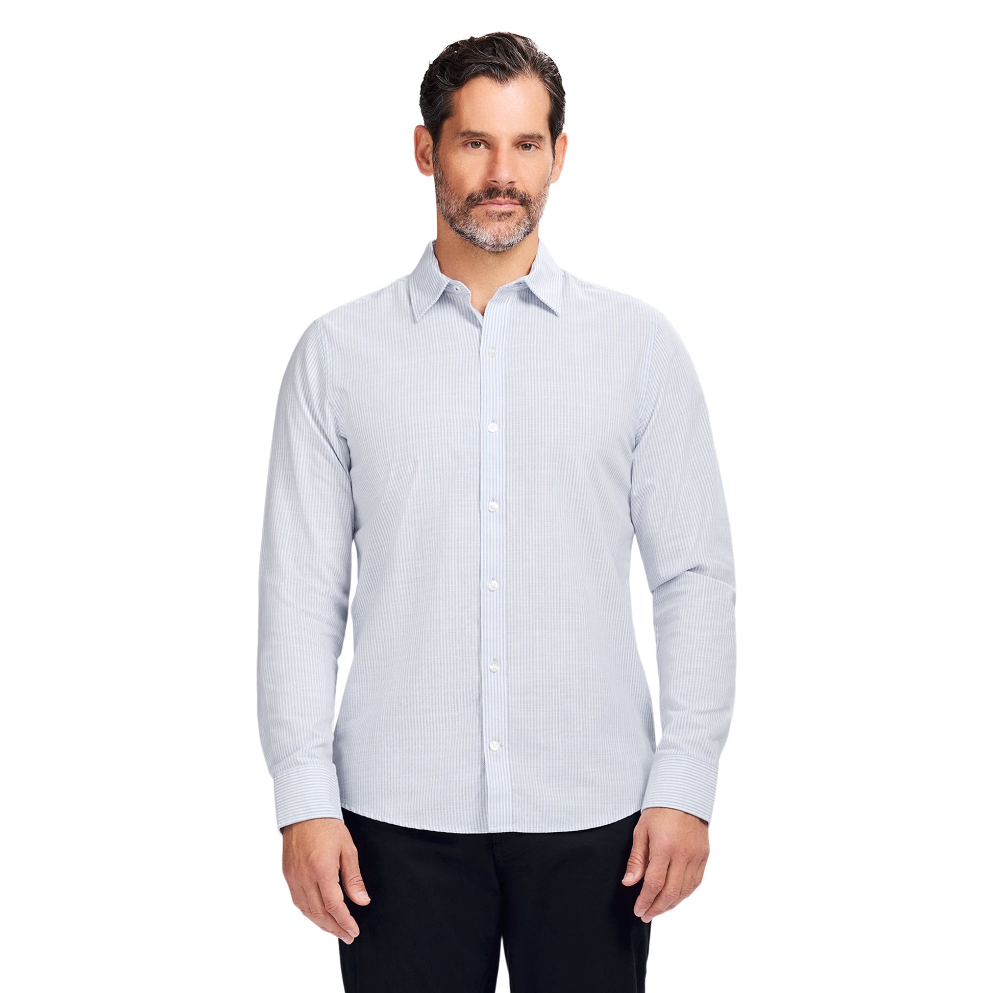 Izod LUXURY SPORT L/S STRIPED SHIRT - PLACID BLUE