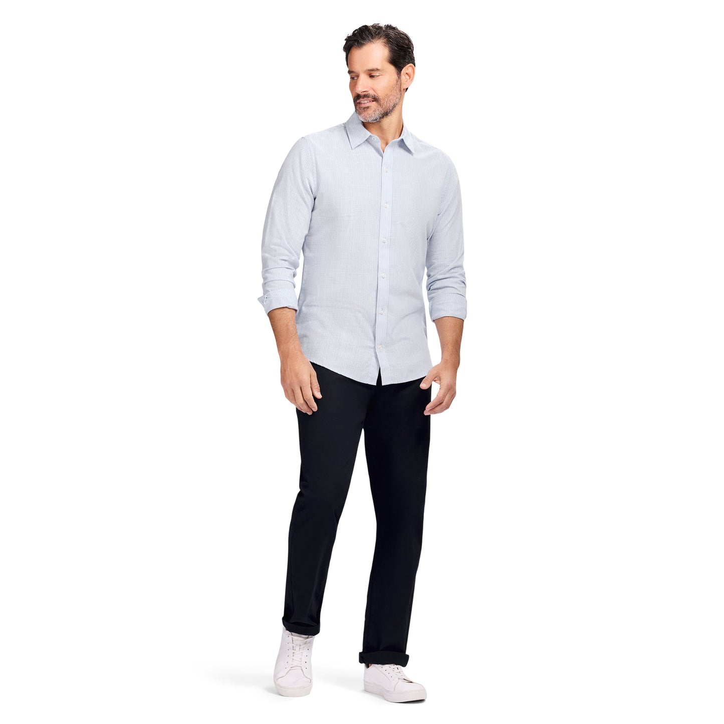 Izod LUXURY SPORT L/S STRIPED SHIRT - PLACID BLUE