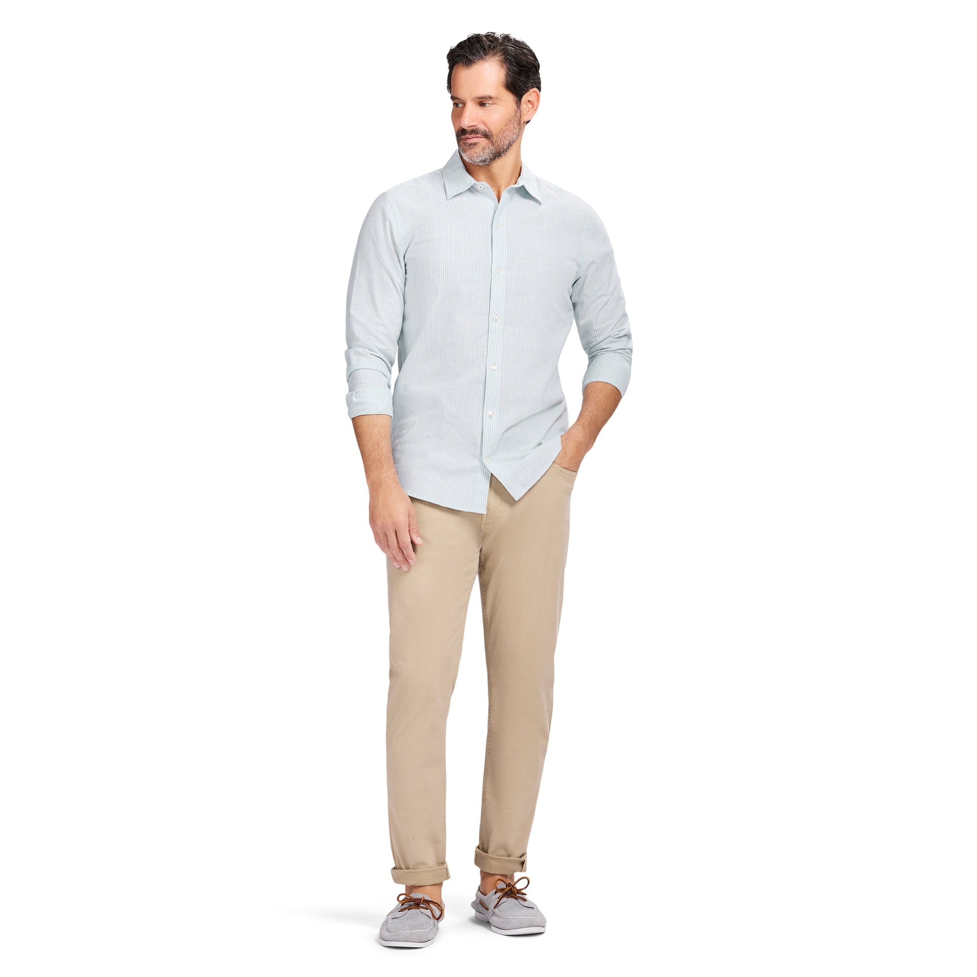 Izod LUXURY SPORT L/S STRIPED SHIRT - WASABI