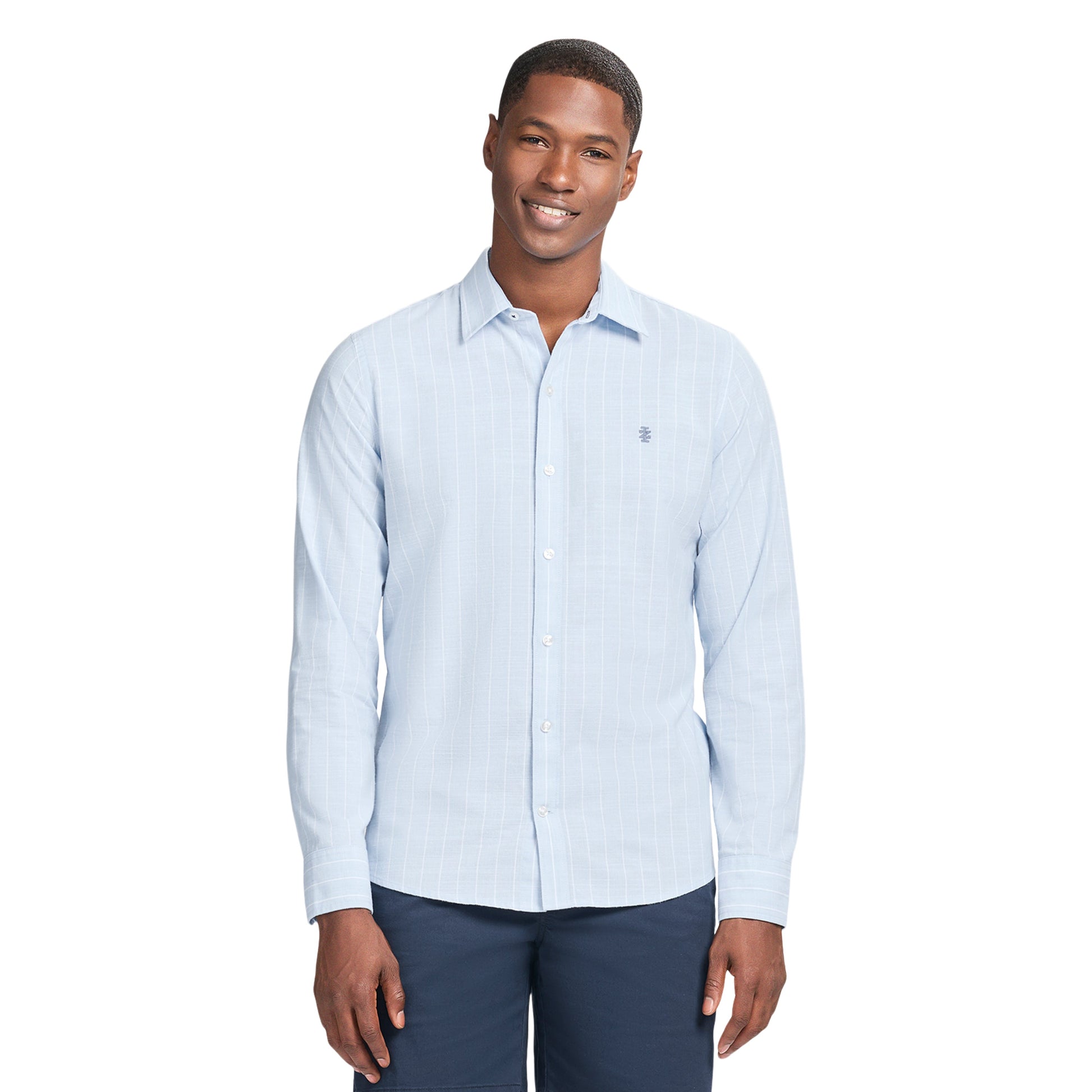 Izod LUXURY SPORT L/S STRIPED SHIRT - CHAMBRAY BLUE