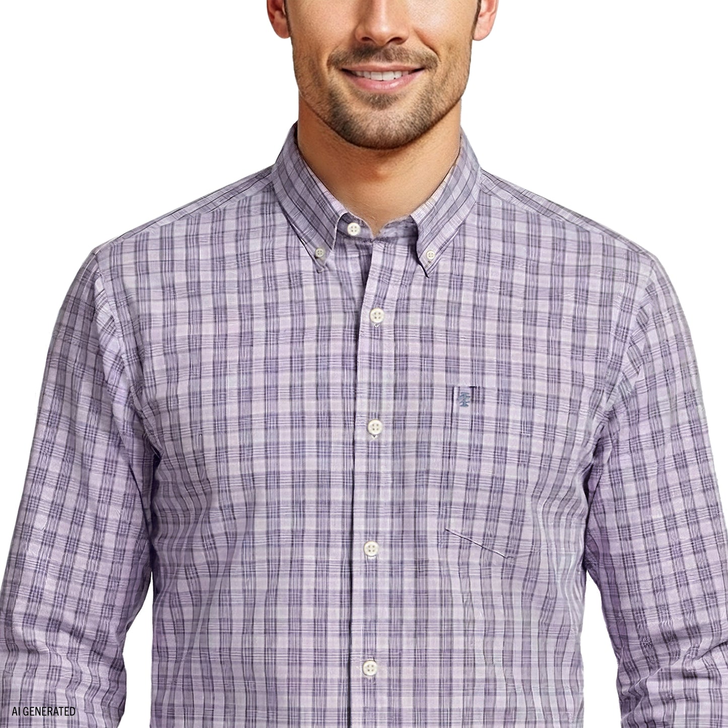 Izod Performance Comfort L/S Plaid Shirt - English Lavender