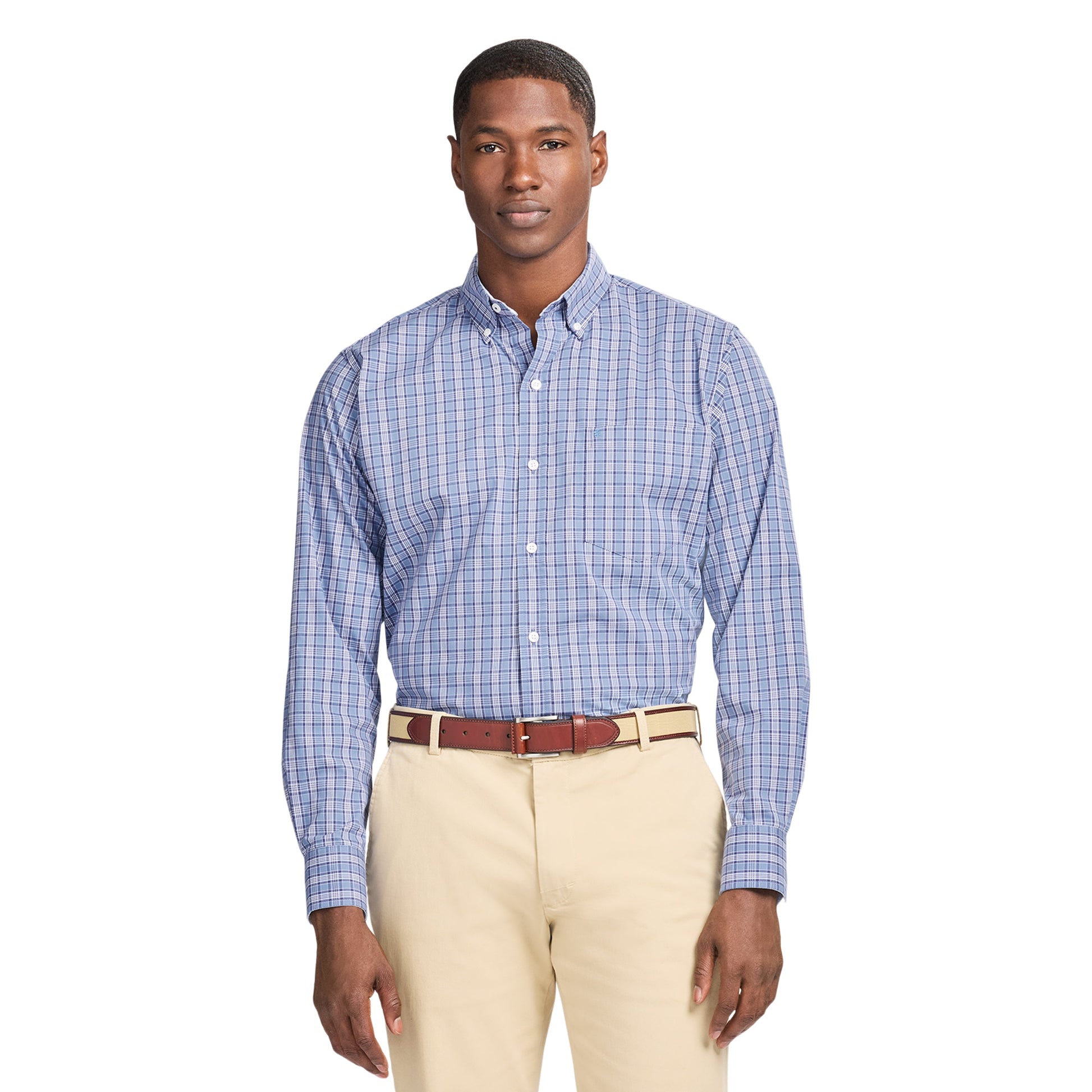 Izod Performance Comfort L/S Plaid Shirt - Regatta