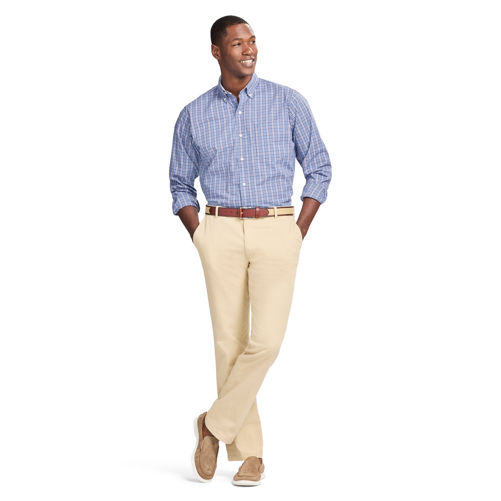 Izod Performance Comfort L/S Plaid Shirt - Regatta