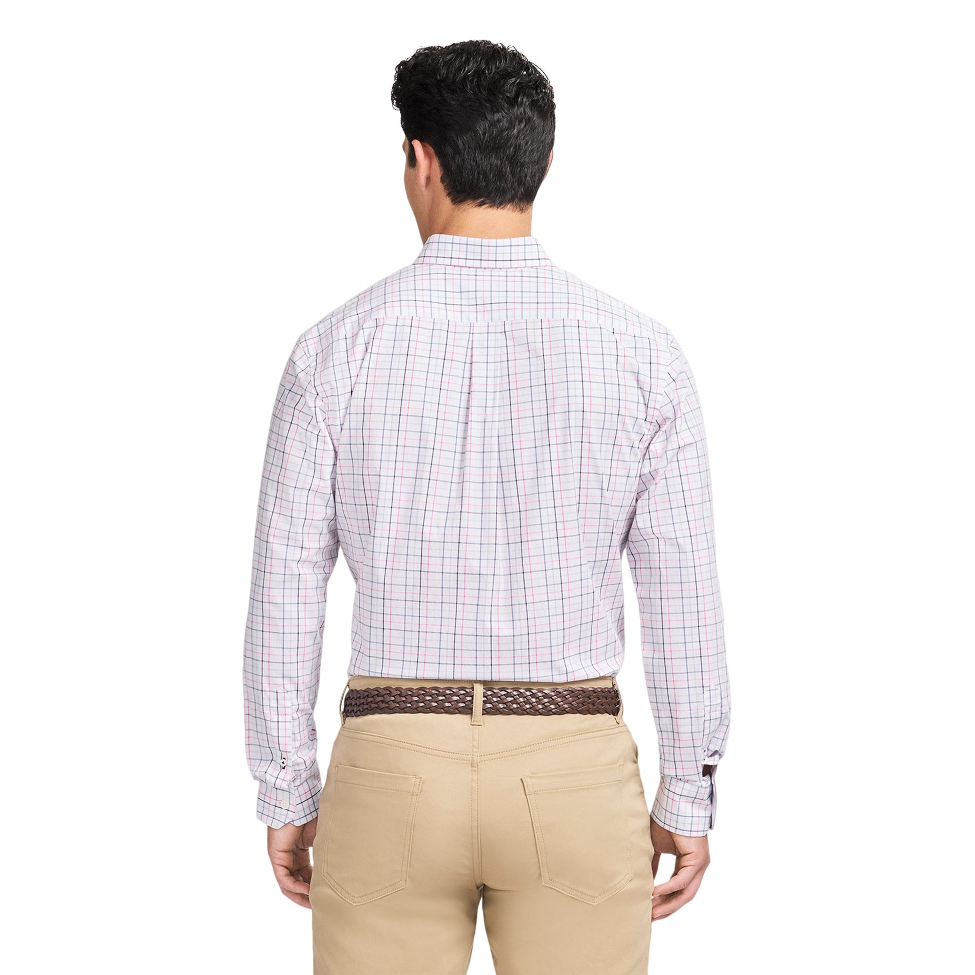 Izod Performance Comfort L/S Plaid Shirt - Fandango Pink