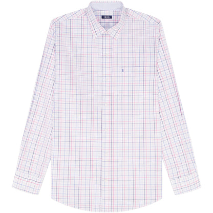 Izod Performance Comfort L/S Plaid Shirt - Fandango Pink
