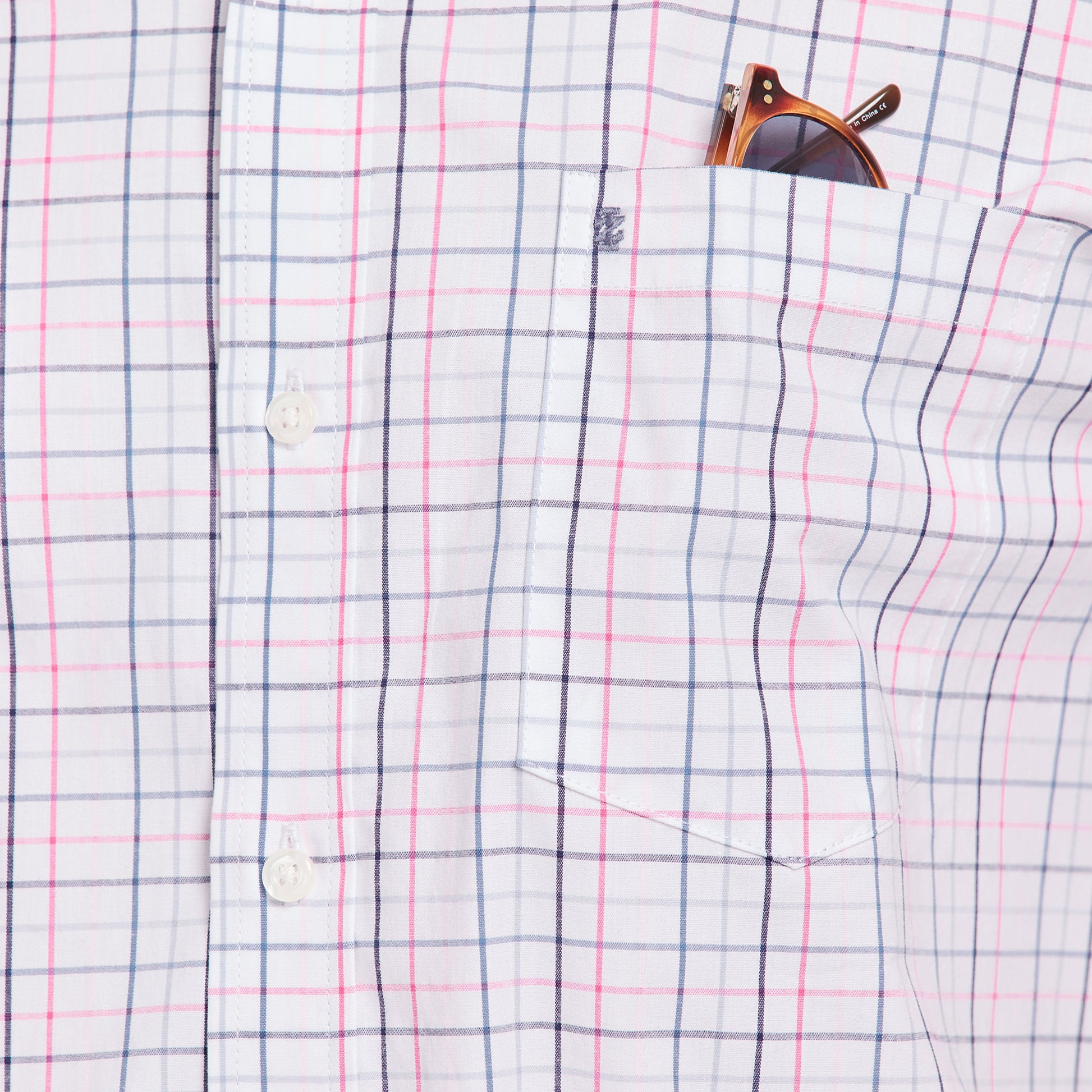 Izod Performance Comfort L/S Plaid Shirt - Fandango Pink