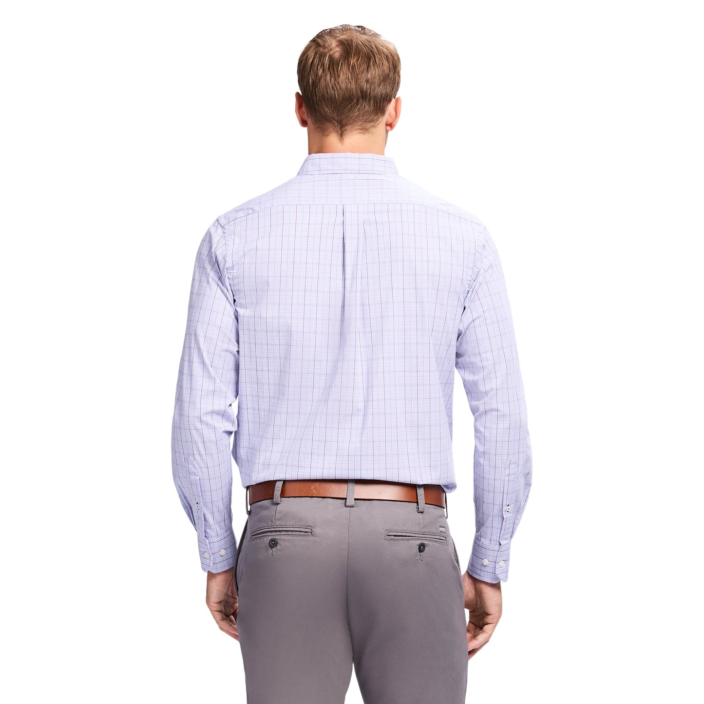 Izod Performance Comfort L/S Plaid Shirt - Pastel Lilac