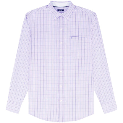 Izod Performance Comfort L/S Plaid Shirt - Pastel Lilac