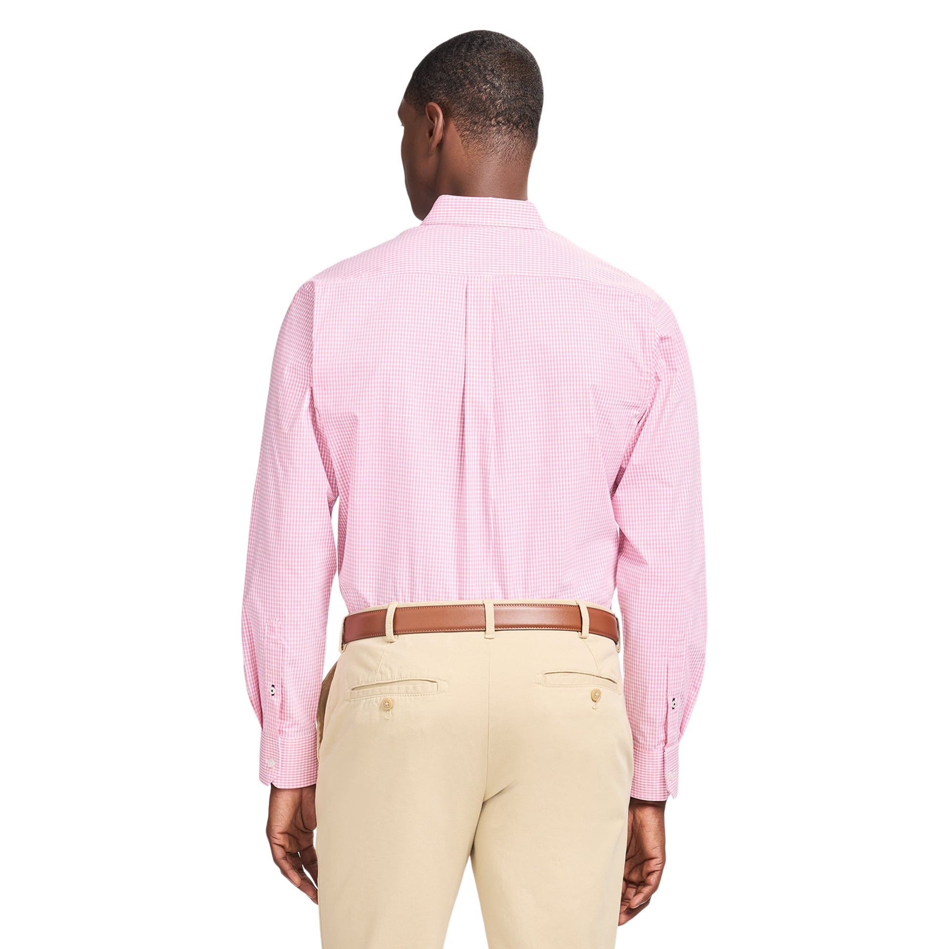 Izod Performance Comfort L/S Plaid Shirt - Pink Lemonade