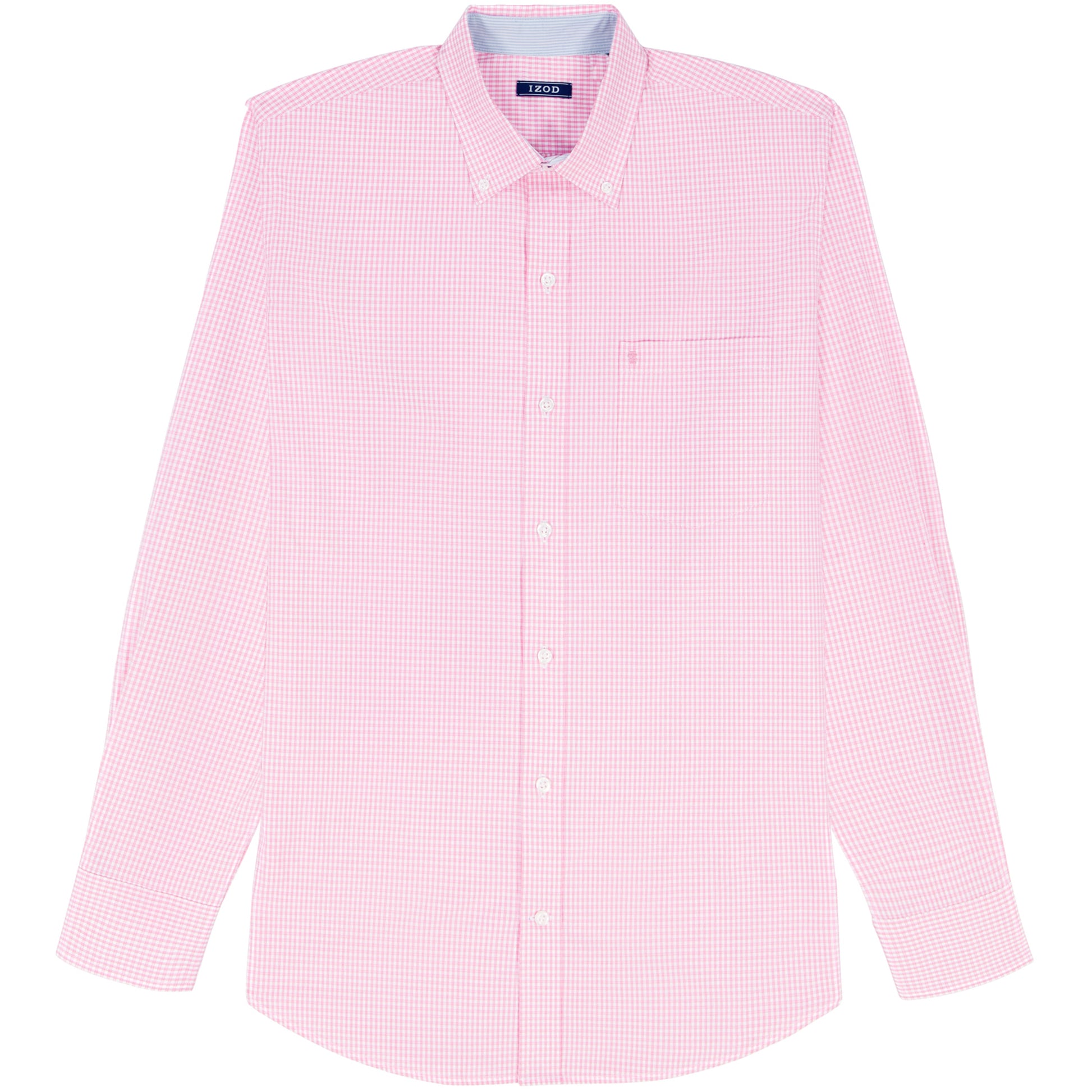 Izod Performance Comfort L/S Plaid Shirt - Pink Lemonade