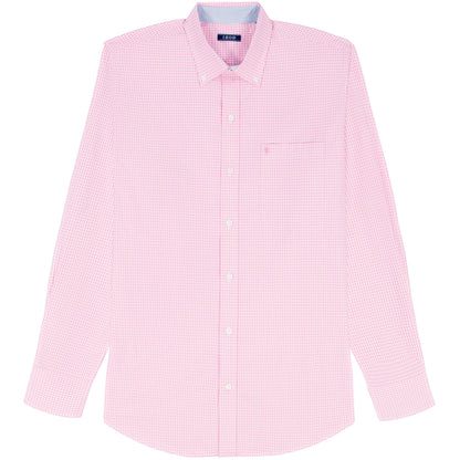 Izod Performance Comfort L/S Plaid Shirt - Pink Lemonade