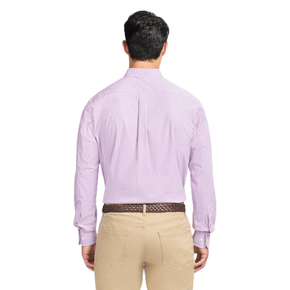 Izod Performance Comfort L/S Plaid Shirt - English Lavender