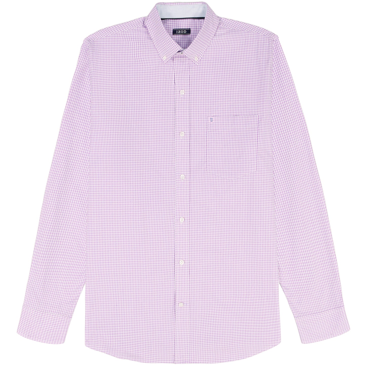Izod Performance Comfort L/S Plaid Shirt - English Lavender