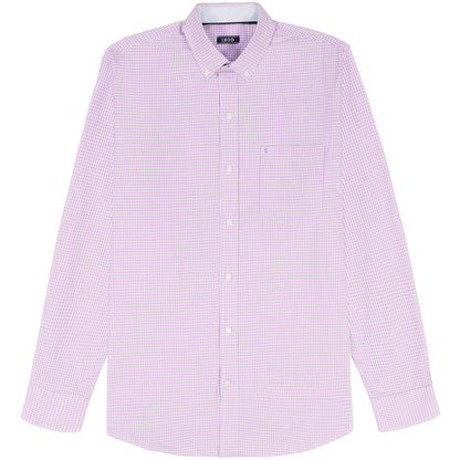 Izod Performance Comfort L/S Plaid Shirt - English Lavender