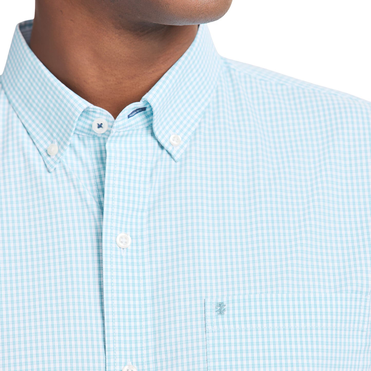 Izod Performance Comfort L/S Plaid Shirt - Milky Blue