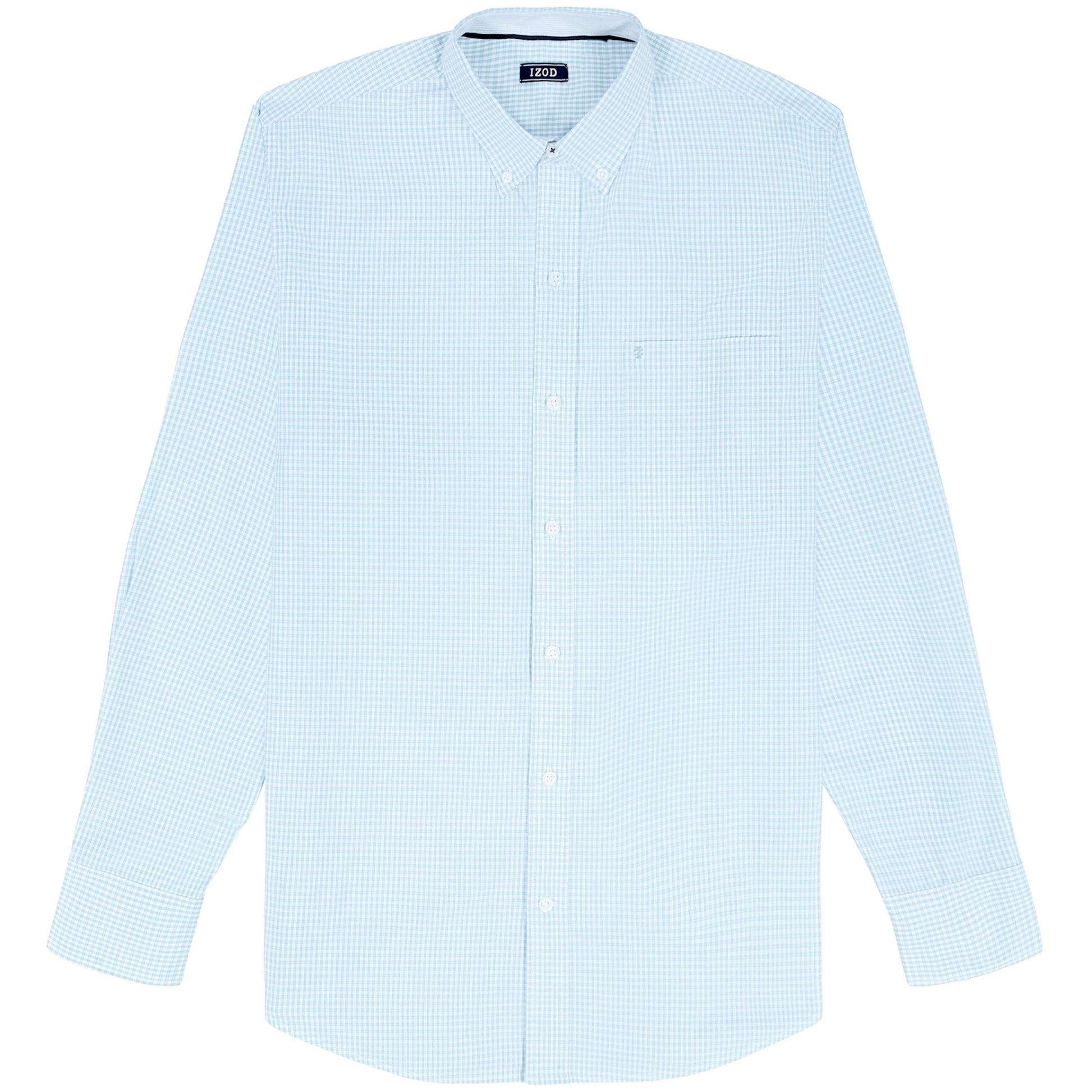 Izod Performance Comfort L/S Plaid Shirt - Milky Blue