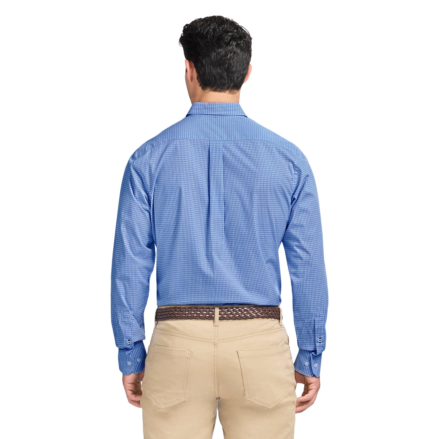 Izod Performance Comfort L/S Plaid Shirt - Cornflower Blue