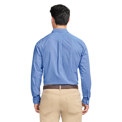 Izod Performance Comfort L/S Plaid Shirt - Cornflower Blue