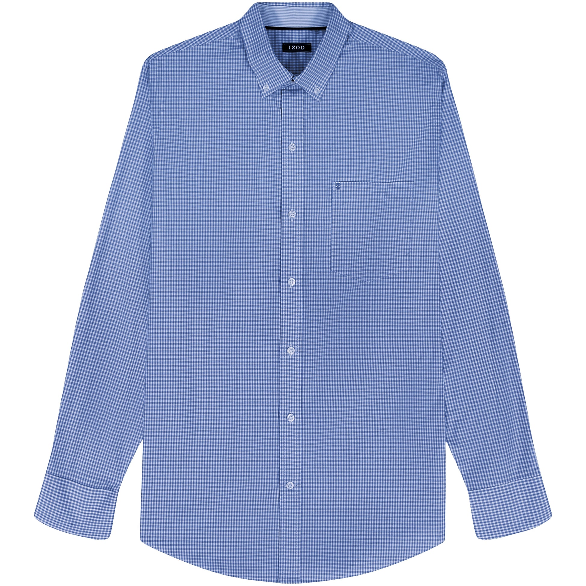 Izod Performance Comfort L/S Plaid Shirt - Cornflower Blue