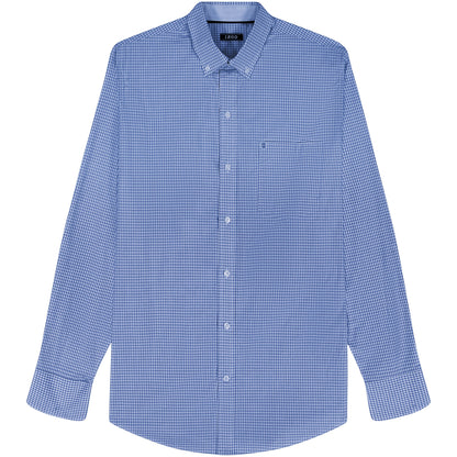 Izod Performance Comfort L/S Plaid Shirt - Cornflower Blue