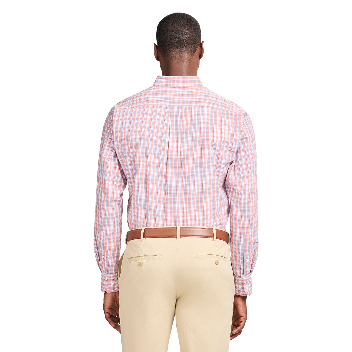 Izod Performance Comfort L/S Plaid Shirt - Coral Rose