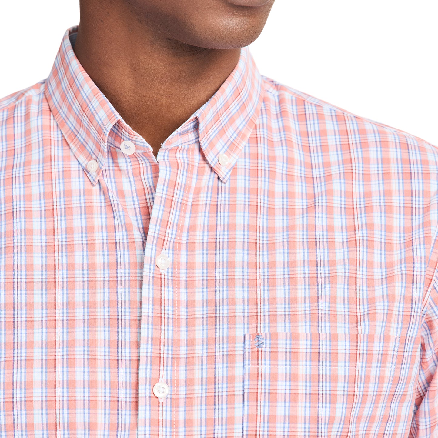 Izod Performance Comfort L/S Plaid Shirt - Coral Rose