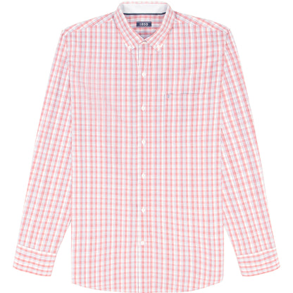 Izod Performance Comfort L/S Plaid Shirt - Coral Rose