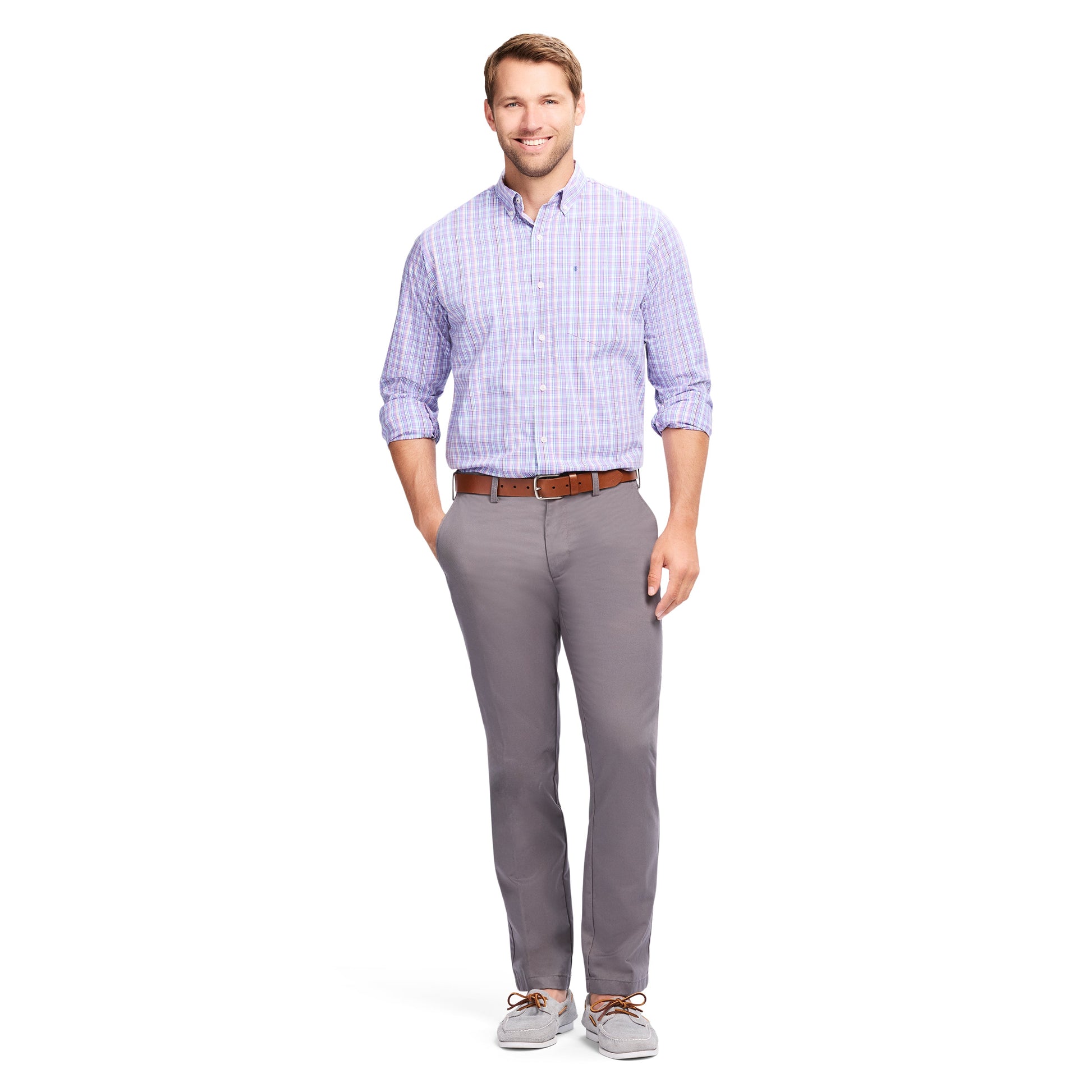 Izod Performance Comfort L/S Shirt - English Lavender