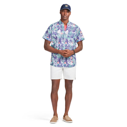 Izod DOCKSIDE CHAMBRAY S/S PRINTED SHIRT - TWILIGHT BLUE