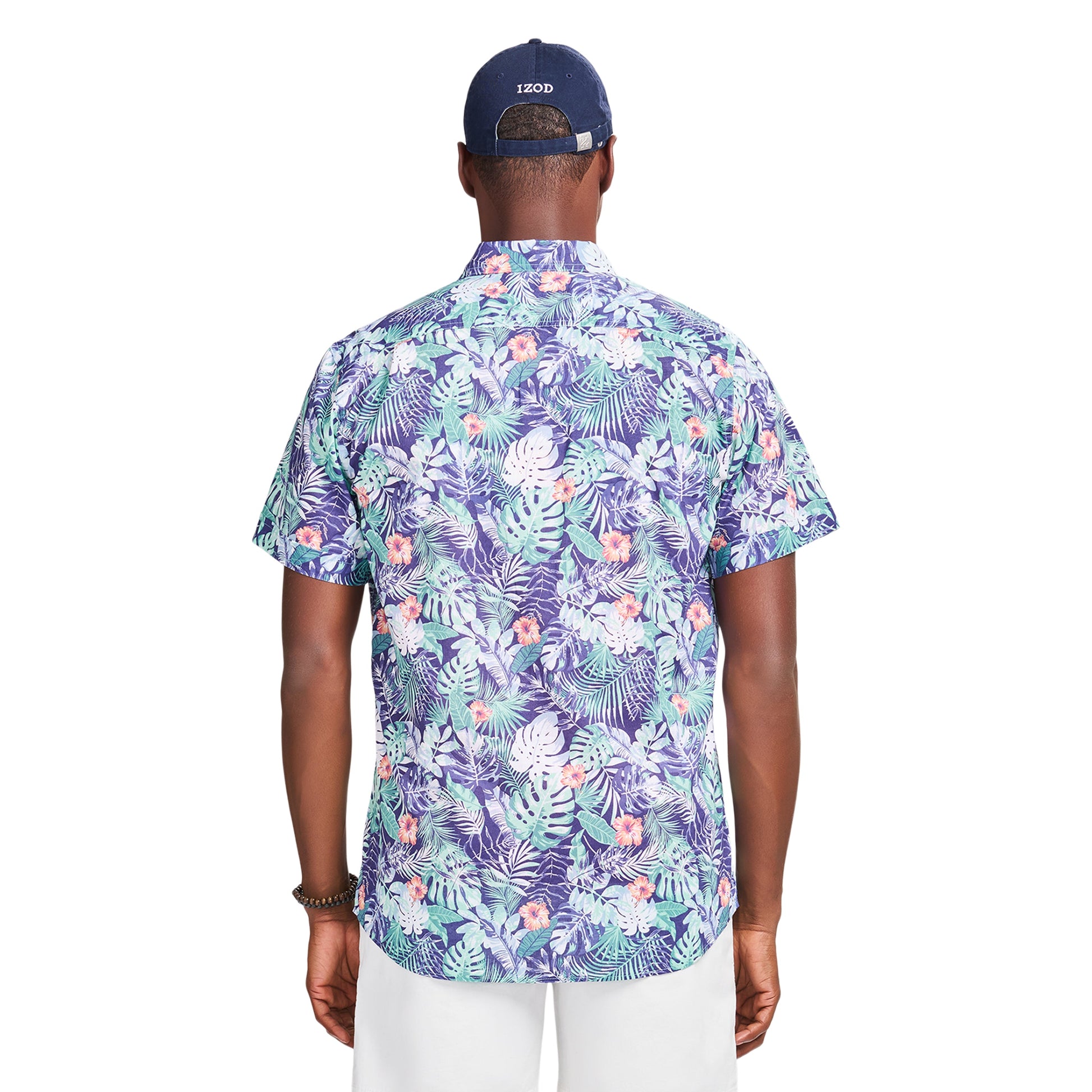 Izod DOCKSIDE CHAMBRAY S/S PRINTED SHIRT - TWILIGHT BLUE